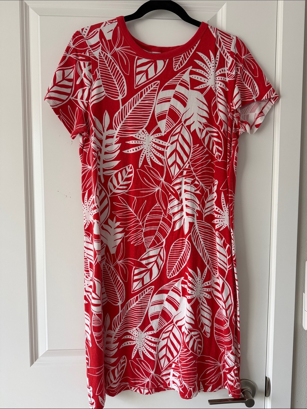 Old Navy Red and White tropical Tee Dress